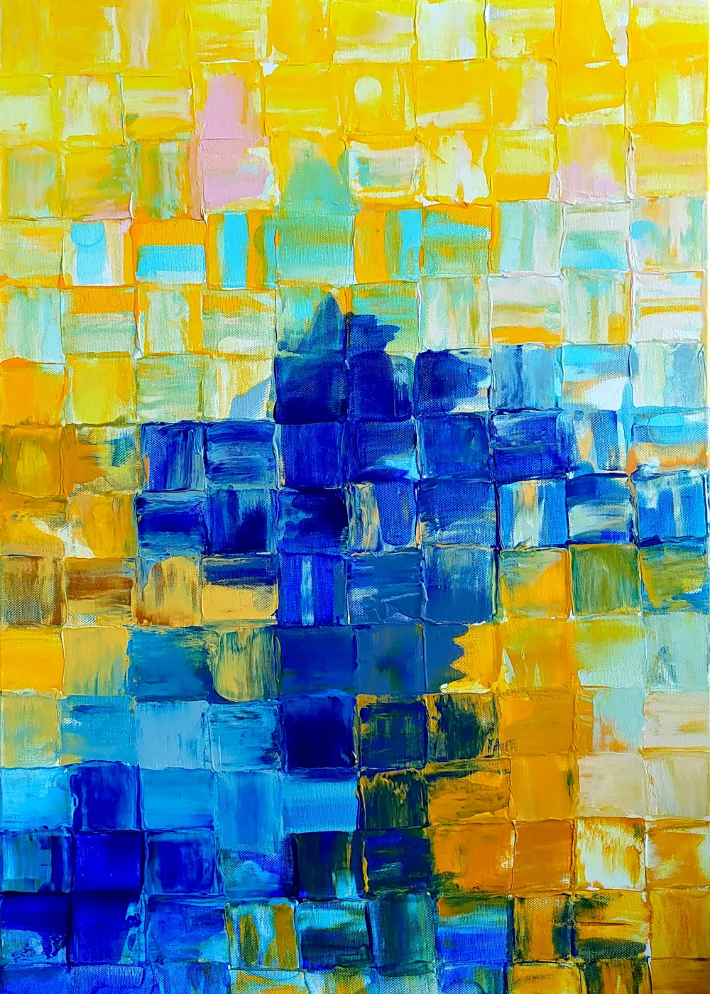 Squares in yellow & blue