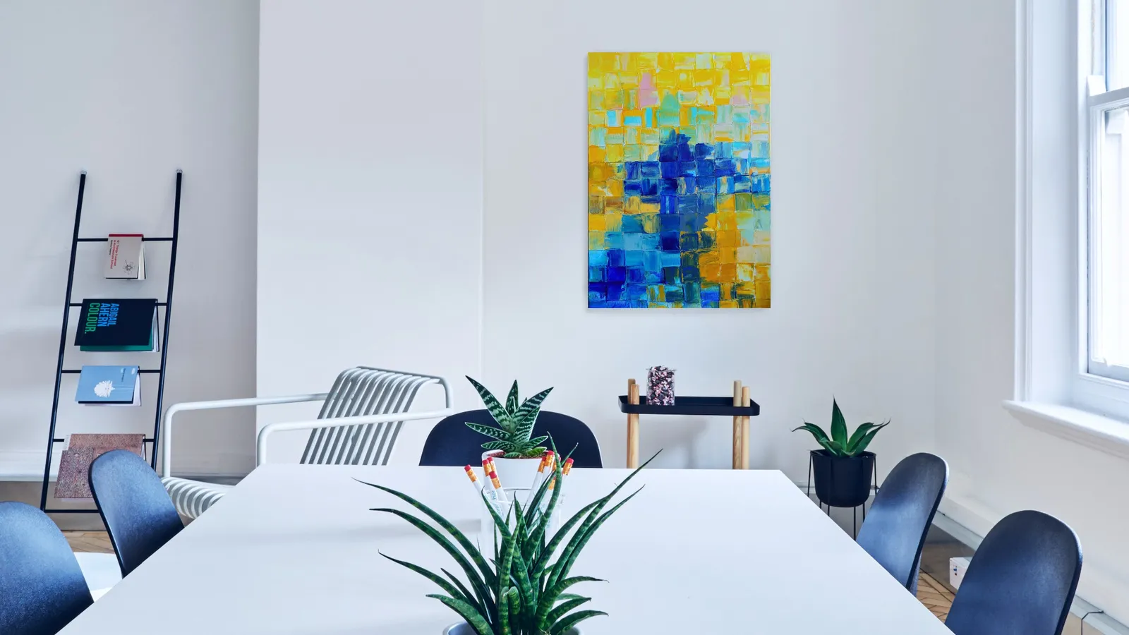 Squares in yellow & blue